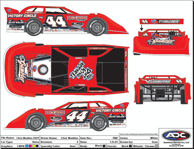 PREORDER Chris Madden Team 22 INC #44 1:64 scale Diecast