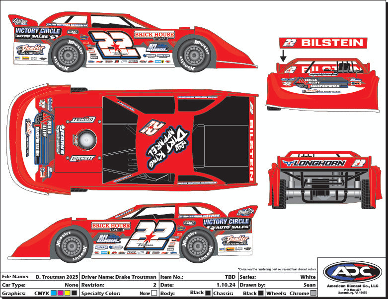 PREORDER Drake Troutman #22 1:64 scale Diecast